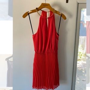 Coral BeBe dress with gold neck